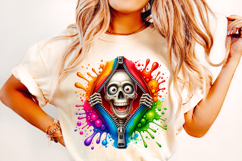 3D Zipper Skeleton PNG, Funny Skeleton PNG, Sarcastic Skull Product Image 1