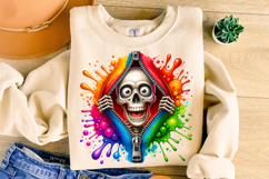 3D Zipper Skeleton PNG, Funny Skeleton PNG, Sarcastic Skull Product Image 3