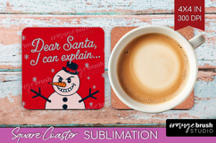 Funny Snowman Xmas Square Coaster Christmas Coaster PNG Product Image 1
