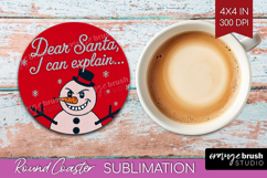 Funny Snowman Xmas Round Coaster Christmas Coaster PNG Product Image 1