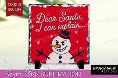 Funny Snowman Xmas Slate PNG Christmas Square Slate Product Image 1