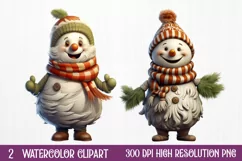 Funny Snowman Sublimation Clipart, watercolor Clipart Product Image 1