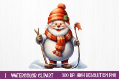 Funny Snowman Sublimation Clipart, watercolor Clipart Product Image 1