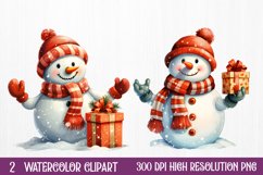 Funny Snowman Sublimation Clipart, watercolor Clipart Product Image 1