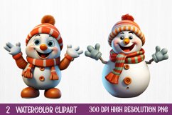 Funny Snowman Sublimation Clipart, watercolor Clipart Product Image 1