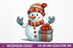 Funny Snowman Sublimation Clipart, watercolor Clipart Product Image 1