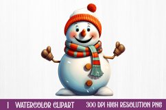 Funny Snowman Sublimation Clipart, watercolor Clipart Product Image 1