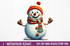 Funny Snowman Sublimation Clipart, watercolor Clipart Product Image 1