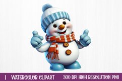 Funny Snowman Sublimation Clipart, watercolor Clipart Product Image 1