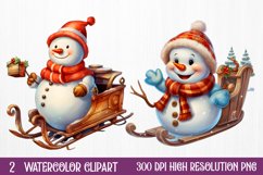 Funny Snowman Sublimation Clipart, watercolor Clipart Product Image 1
