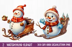 Funny Snowman Sublimation Clipart, watercolor Clipart Product Image 1