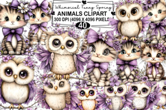 Whimsical Funny Spring Animals Clipart Watercolor png Product Image 1