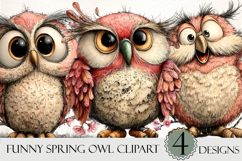 Funny Spring Owl Clipart Product Image 1