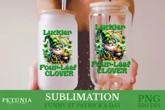 funny st patricks day gnome png clipart being used as a st patricks day glass can print