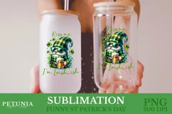 funny st patricks day gnome png clipart being used as a st patricks day glass can print