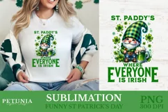 funny st patricks day gnome png clipart being used as a st patricks day shirt print