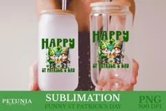 funny st patricks day gnome png clipart being used as a st patricks day glass can print