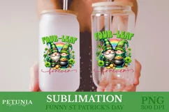 funny st patricks day gnome png clipart being used as a st patricks day glass can print