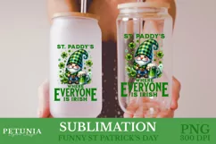 funny st patricks day gnome png clipart being used as a st patricks day glass can print
