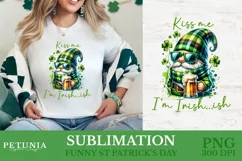 funny st patricks day gnome png clipart being used as a st patricks day shirt print