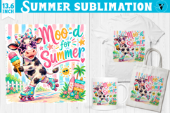 Summer beach sublimation | Funny Summer Cow with ice cream Product Image 1