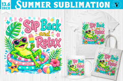 Summer beach sublimation | funny frog, sip back and relax Product Image 1