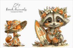 Funny Summer Beach Animals Clipart Product Image 1