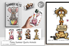 Funny Summer Quote Animals Digital Paper Product Image 1