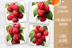 Watercolor Sweet red raspberry| Square Coaster Product Image 1