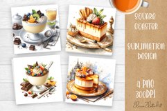 Watercolor Sweet Cake|Cake Square Coaster Product Image 1
