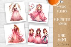 Fantasy pink Princess Square png, Coaster design Product Image 1