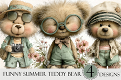 Funny Summer Teddy Bear Clipart Product Image 1