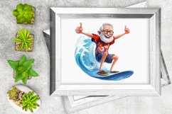 Funny Grandpa Surfing Watercolor Sublimation Clipart Product Image 7