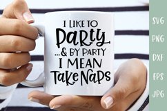 I Like To Party & By Party I Mean Take Naps - Funny SVG Product Image 1