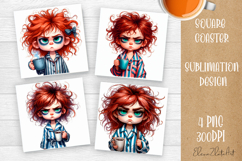 Funny Tea Lover coasters, Sarcastic Mug Design, Grumpy Face Product Image 1
