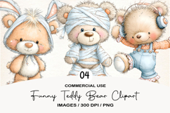 Funny Teddy Bear Clipart Sublimation Product Image 1