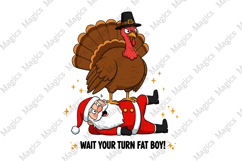 Funny Thanksgiving Turkey and Santa PNG Product Image 1