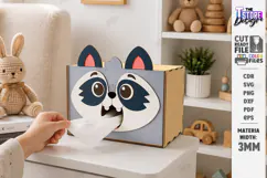 Funny Tissue Box Laser Cut | Cute Cartoon Animal | Raccoon Product Image 1