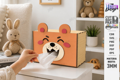 Funny Tissue Box Laser Cut | Cute Cartoon Animal | Bear SVG Product Image 1