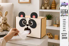 Funny Tissue Box Laser Cut | Cute Cartoon Animal | Panda SVG Product Image 1