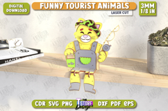 Funny Tourist Cat Laser Cut | Animals Shelf Sitters | CNC Product Image 1