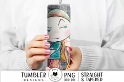 funny tumbler with grumpy boy illustration held by a woman