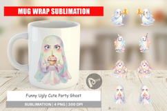 Ugly Cute Party Ghost Mug Wrap Product Image 1