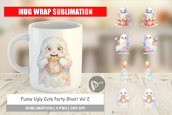 Ugly Cute Party Ghost Mug Wrap Product Image 1