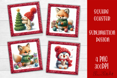 Funny animal Square Coaster Sublimation | Crochet Christmas Product Image 1