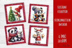 Funny animal Square Coaster Sublimation | Crochet Christmas Product Image 1