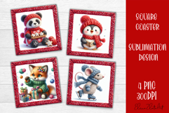 Funny animal Square Coaster Sublimation | Crochet Christmas Product Image 1