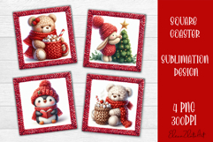 Funny animal Square Coaster Sublimation | Crochet Christmas Product Image 1