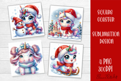 Funny unicorn Square Coaster Sublimation | unicorn christmas Product Image 1