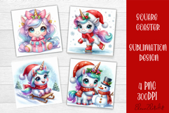 Funny unicorn Square Coaster Sublimation | unicorn christmas Product Image 1